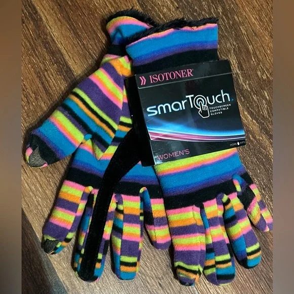 Isotoner Women's Multicolor Striped SmartTouch Gloves - Picture 2 of 5